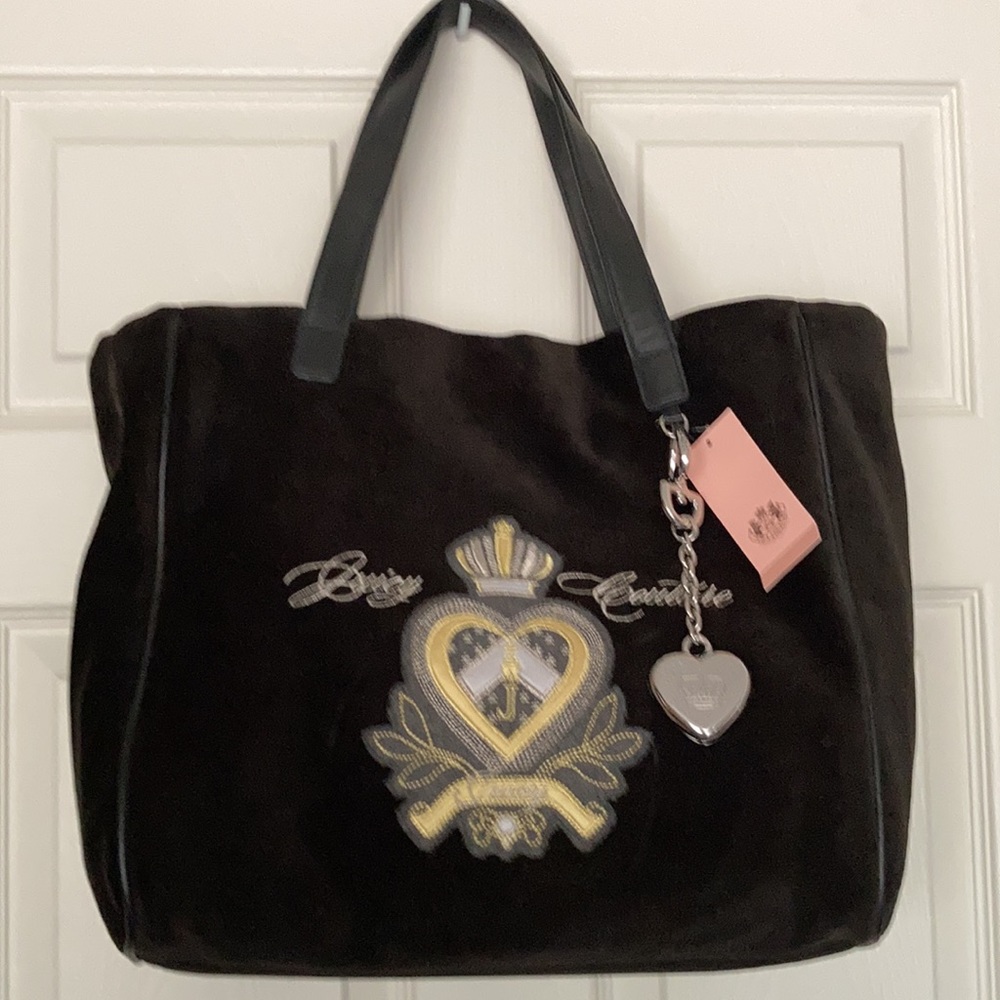 Juicy Couture HEART CROWN Velour Tote  BLACK
